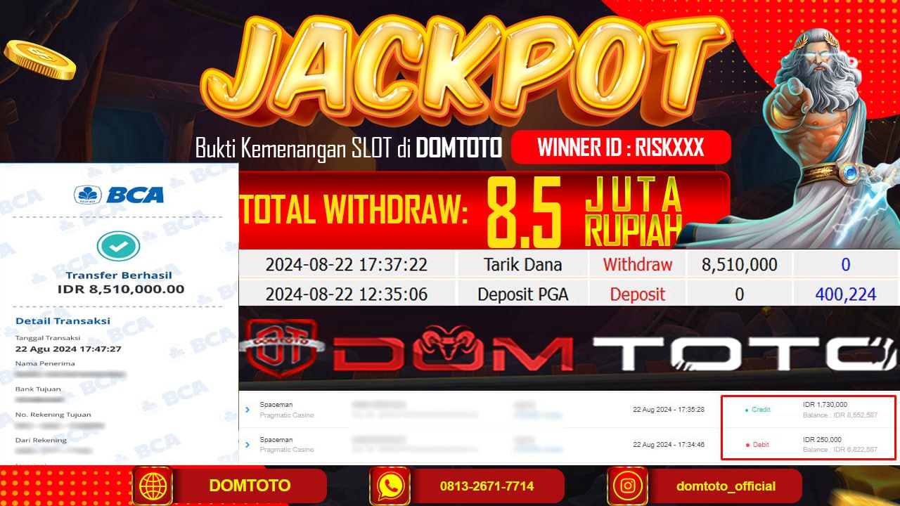 JACKPOT LIVE GAME SPACEMAN 22 AGUSTUS 2024
